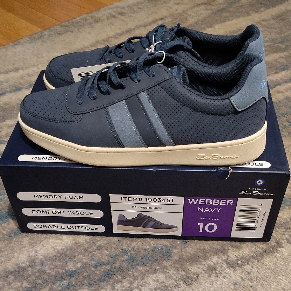 Ben Sherman Blue and Cream Men's Sneakers